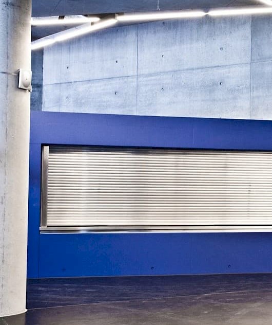 Blue wall security roller shutter stainless steel
