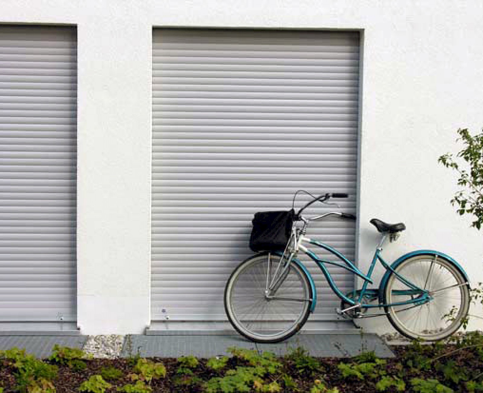 Bicycle in front of a shutter